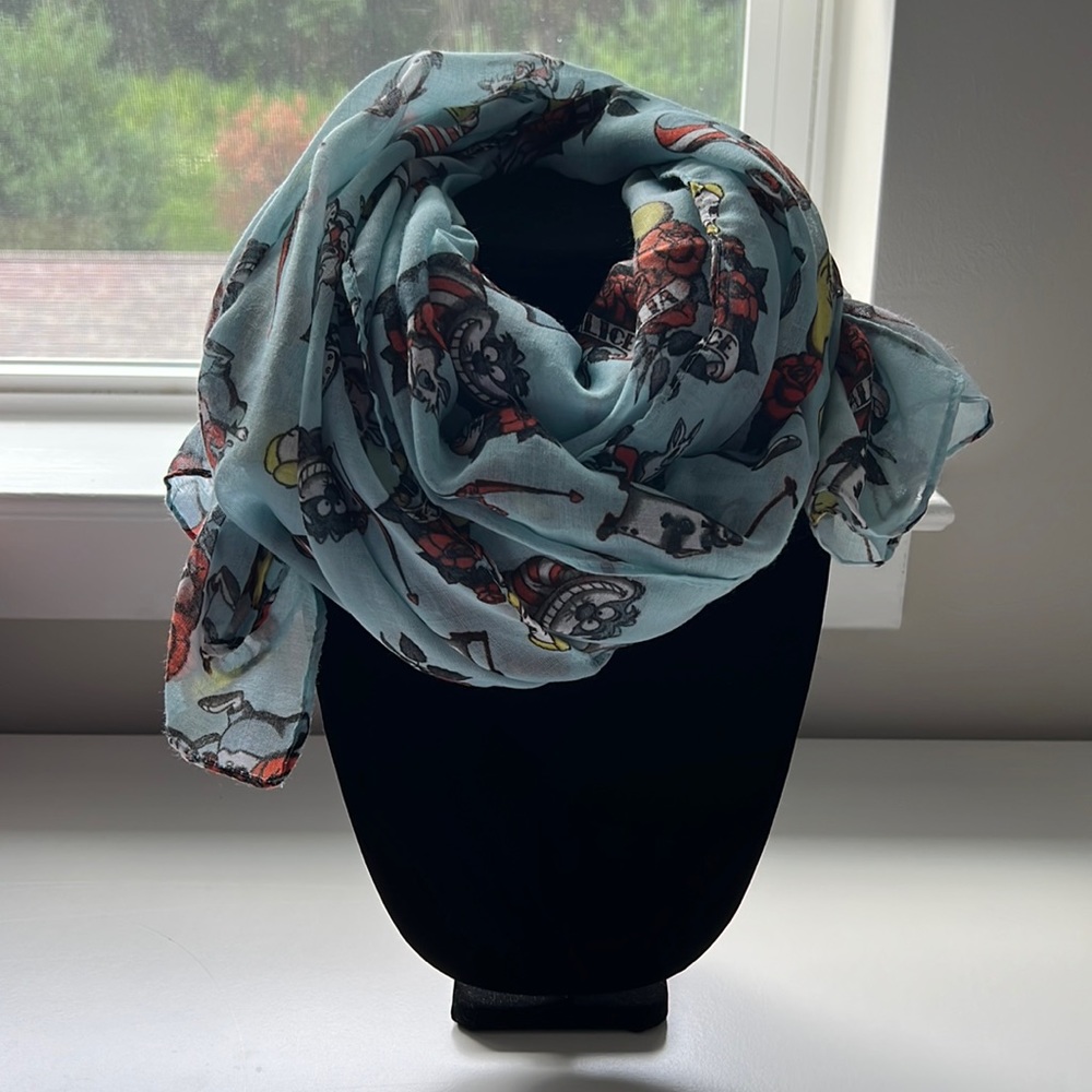 Alice in Wonderland tattoo print blanket scarf